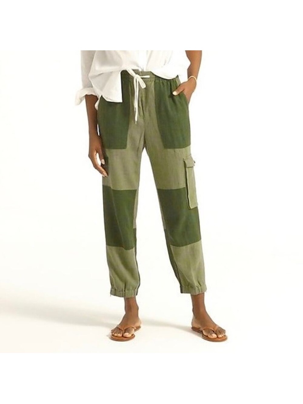 J. Crew Olive Patchwork Cargo Joggers